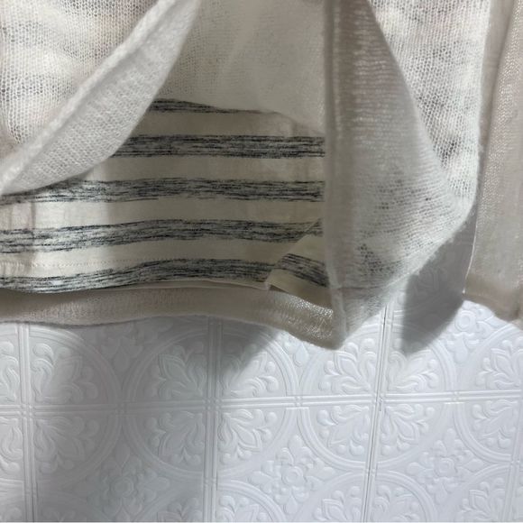 Anthropologie Moth Ivory Striped Layered Cowl Neck Sweater - Picture 9 of 10
